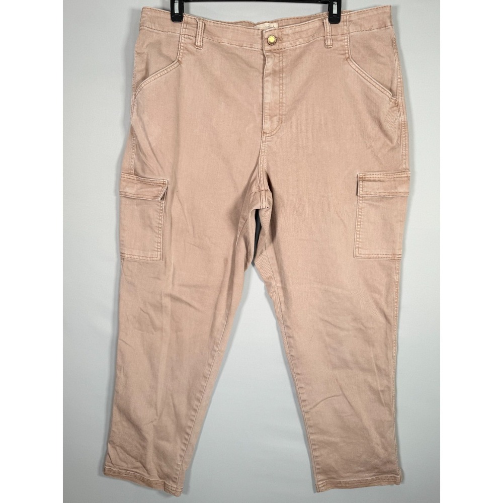 Universal Thread Boyfriend Cargo Women Tan Brown Jeans 42x29.5" Stretch Rise 13"